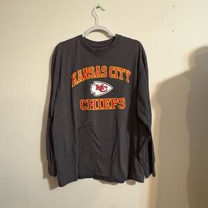 Kansas City Chiefs long-sleeve cotton t-shirt printed team logo gray X-Large